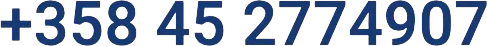Sininen puhelinnumero "+358 45 2774907" mustalla taustalla, valaistus on tasainen.